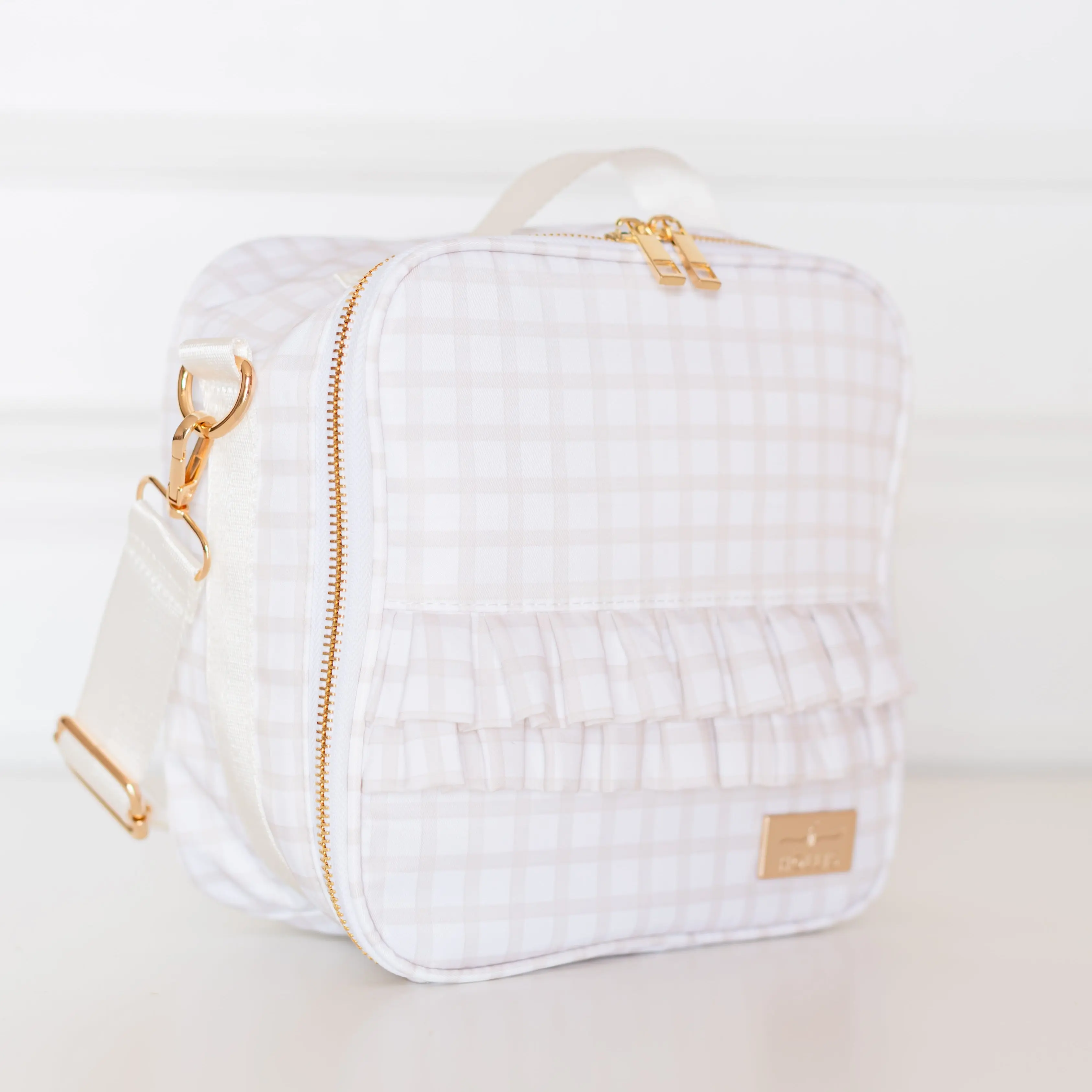 Nude Plaid Ruffled Nylon Lunchbox Nude Plaid Ruffled Nylon Lunchbox