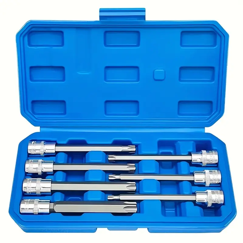 7pcs Torx Star Bit Socket Set Extra Long Drive Sockets T25 T30 T40 T45 T50 T55 T60 Durable Professional Hand Tool Kit for Automotive Repair DIY Projects and Mechanical Maintenance summerwins,summerwins