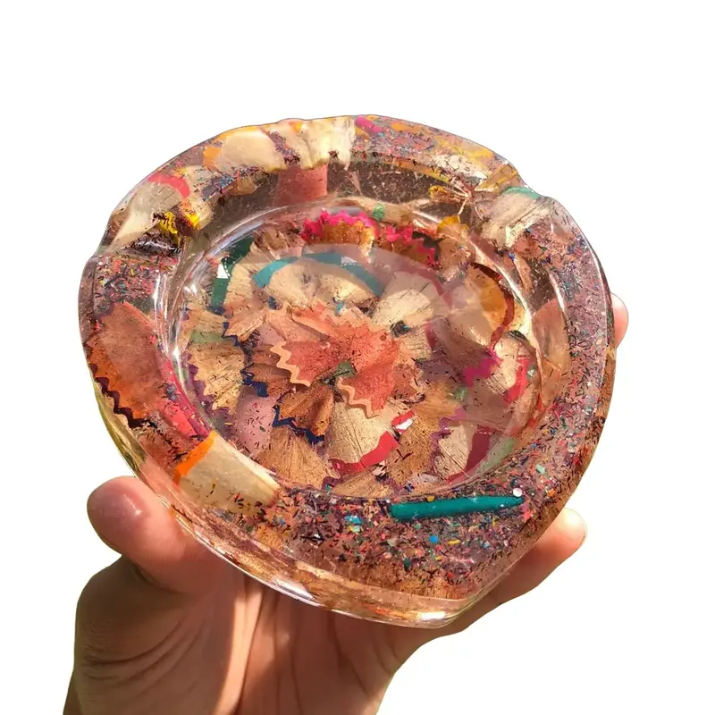 Mudita Clear pencil scrap Resin Ashtray - 4x4x1 Inches - Lighter- Accessories-trinkets resina shtray