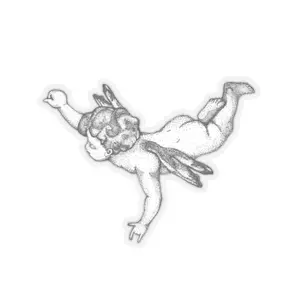 Vintage Cherub Illustration Kiss-Cut Sticker - Angel Decal with Adhesive, Decorative, Die-Cut, Permanent, Transparent Properties, Adhesive Stickers Stickers, Decorative Sticker Stickers
