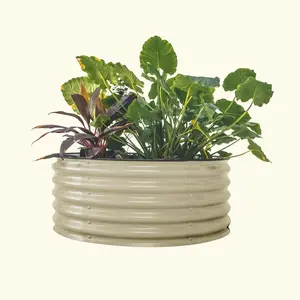 Vego Garden 17" Tall 42" Wide Round Metal Raised Garden Bed Kit Heavy Duty Planter Pot for Small Veggie Patches Outdoor Planters