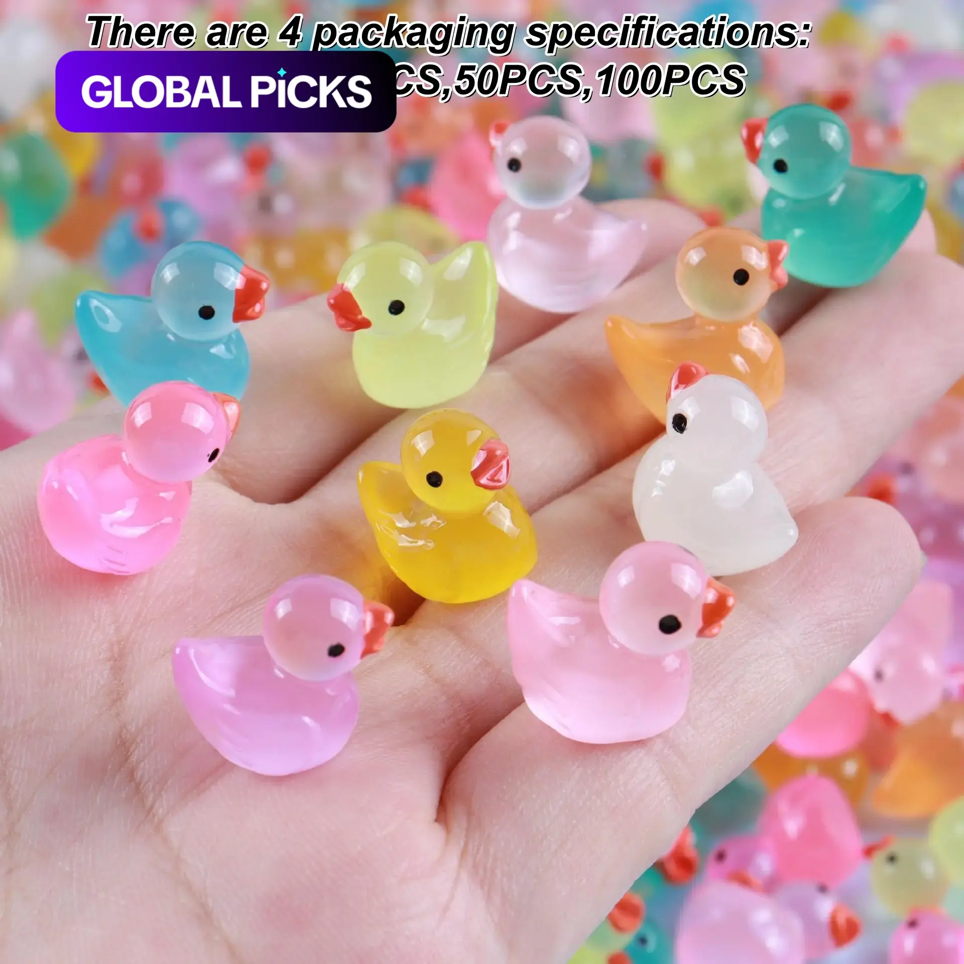 Mini Glow-in-the-Dark Resin Duck Figurines, Cute Duck Design, DIY Toy Decorations & Ornament Set, Phone Case & Planter Accessories, Handmade Gifts for Birthday #GLOBAL PICKS