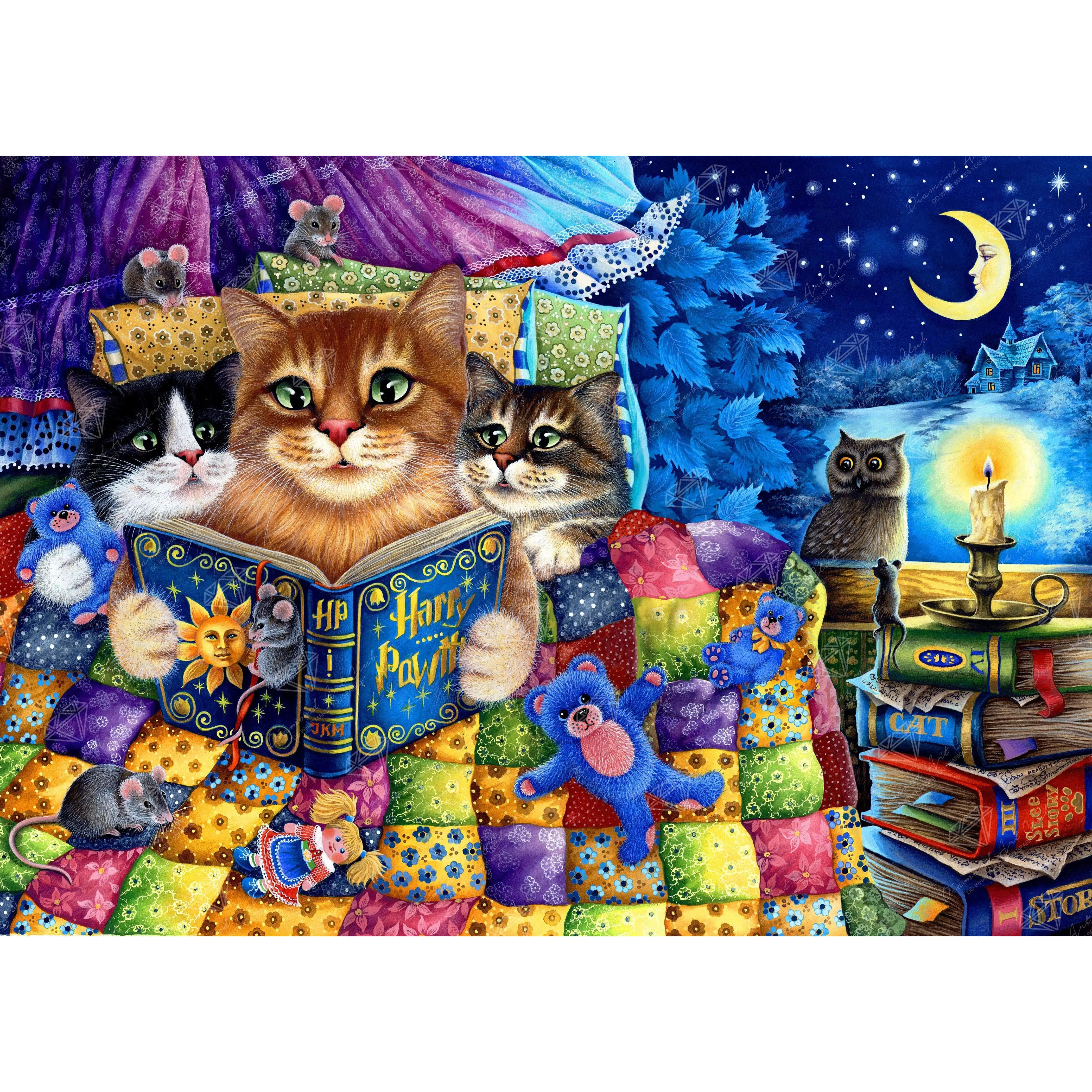 Diamond Art Club® Kitten Bedtime Stories Diamond Painting Kit