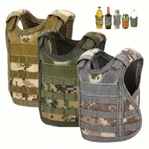 Tactical Mini Vest Beer Bottle Cover - Adjustable 600D Oxford Cloth Sleeve, Portable Drink Carrier for Outdoor Activities, Bar Decor, and Festivals, Black, Festival Gift | Novelty Decor | Oxford Cloth Vest