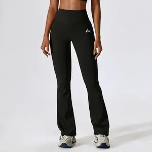 Oneractive Women's High Waist Yoga Flare Pants High Elasticity Quick Dry Wide Leg Trousers Moisture Wicking Tummy Control Sports Leggings for Yoga Fitness Gym Running