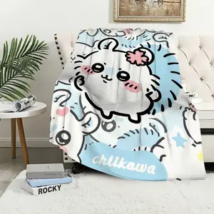 Cute Momonga C-Chiikawa Cartoon Blanket Plush Nap Sofa rug for Living Room Warm Office Bedroom Birthday Home Travel Kid Gifts,Birthday Gift, Gift for Him, Gift for Her