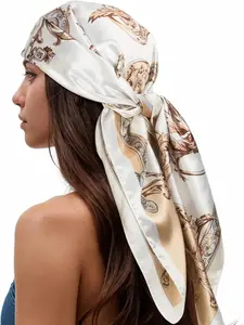 Head Scarf for Women Like Silk Scarf Hair Scarf Printed Square Scarf Bandanas for Women 35 Inches