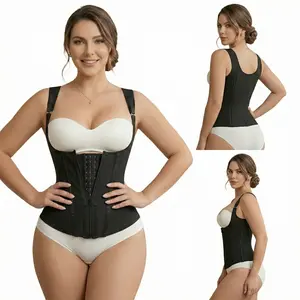 ZGQN Waist Trainer Corset Shapewear Vest for Women Faja Colombiana Tummy Control High Compression Zipper Front Adjustable Straps Butt Lifter Body Shaper