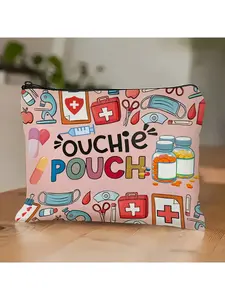 Adorable -Themed 'Ouchie' Pouch: a Playful Health-Inspired Accessory. A Unique Easter Gift, Stylish And Portable with a Zipper, It Serves As a Cosmetic Bag for Sisters, a Pencil Case for Students, And a Storage Bag