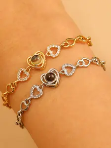 Heart Projection Bracelet Fashion Versatile Design 100 Voice I Love You Geometric HD Personalized Hand Jewelry