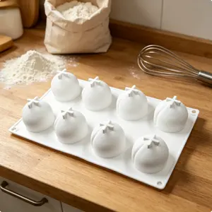1pc peach-shaped silicone cake mold, 8-cavity realistic fruit sweet design, non-stick, easy to demold, used for cake and chocolate creative making, sweet creative baking tool