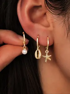 Boho Style Starfish & Shell Design Earrings Set, Fashionable Earrings for Women & Girls, Trendy All-match & Exquisite Jewelry, Casual Trendy Jewelry for Birthday Gift