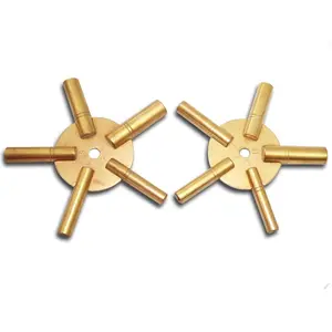 2 Pieces 5-in-1 Odd/Even Number Solid Brass Clock Winding Key for Antique Clock Repair and Maintenance