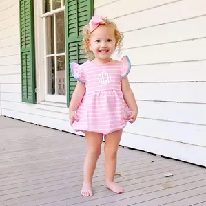 Pink Stripe Nina Bubble - Soft French Terry Outfit for Baby & Toddler Girls