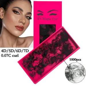 1000 Fans Premade Fans Eyelash Extensions,4D-5D-6D-7D, 0.07mm Thickness, Natural & Volume,8-15mm / Mixed Length, C / D Curl, Loose Fans, Easy to carry, Natural & Soft, Party and Travel