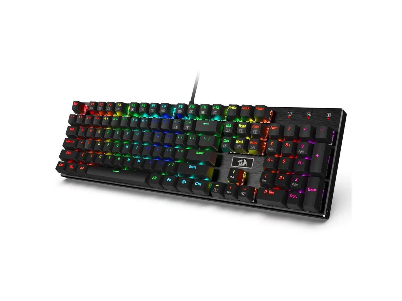 Redragon K556 RGB LED Backlit Wired Mechanical Gaming Keyboard, Aluminum Base, 104 Standard Keys Linear & Quiet Red Switches