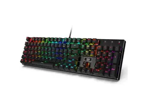 Redragon K556 RGB LED Backlit Wired Mechanical Gaming Keyboard, Aluminum Base, 104 Standard Keys Linear & Quiet Red Switches