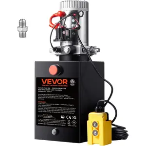 VEVOR 10 Quart Power Unit, Double Acting, 0.91 GPM Flow Rate, 3200 PSI Max Relief Pressure, DC 12V Hydraulic Pump for Dump Trailer Car Lifting, BlackVEVOR Super Brand Day