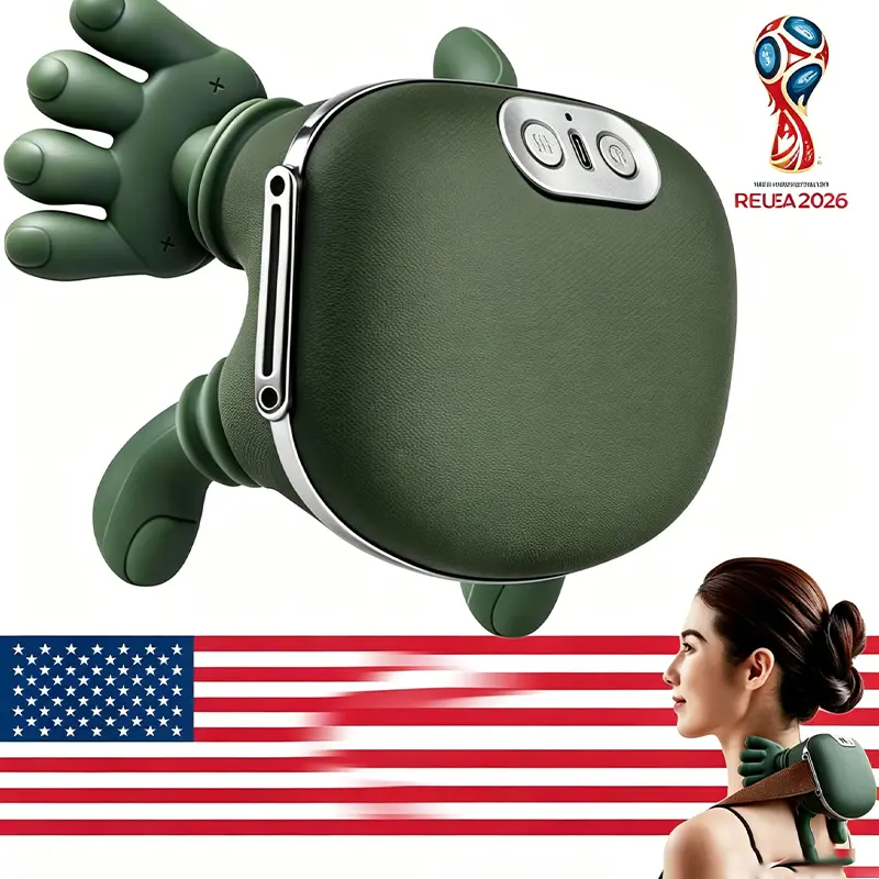 Bionic Heated Neck and Back Massager - neck relaxer Portable 4D Shiatsu Muscle Massager with Simulated Human Hand Deep Tissue Kneading, Neck Shoulder Relaxer, Acupressure, Rechargeable Heat Multi-Target Device (Green), Acupressure Massage Devices