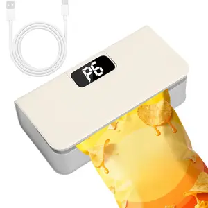 Portable sealing machine,suitable for sealing packaging of snacks,coffee and pet food,keep fodd fresh. It is rechargeable and can complete hundreds of sealing operations with a single charge. It is a compact and portable food storage sealing device.