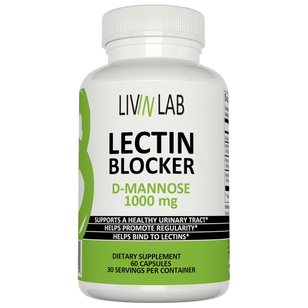 Livin Lab Lectin Blocker Supplement for Urinary Track and Digestive System with 1000mg of D-Mannose, Cranberry, & Dandelion Extract, 60 Veggie Caps for Men & Women, US-Made