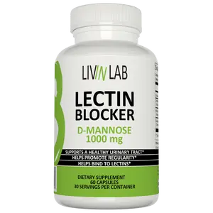 Livin Lab Lectin Blocker Supplement for Urinary Track and Digestive System with 1000mg of D-Mannose, Cranberry, & Dandelion Extract, 60 Veggie Caps for Men & Women, US-Made