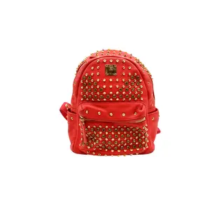 Pre-owned MCM leather Mini Bags Visetos Canvas Stark Studded Backpack (27414)