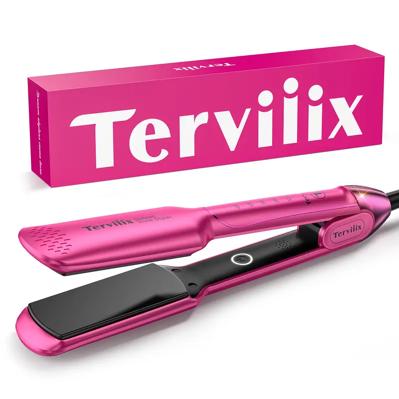 Terviiix AKT-Ceramic 1-3/4 Inch Wide Flat Iron Hair Straightener, ARC Non-Snagging Plate Design Color Curler