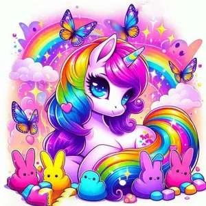 5D DIY Full Drill Round Diamond Painting - Diamond Art Kit Rainbow Unicorn Mosaic, Canvas - DIY Wall Decoration, Home Wall Art, Suitable for Halloween and Christmas, Birthday and Anniversary Gifts
