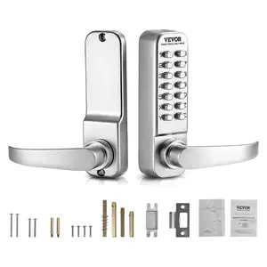VEVOR Mechanical Keyless Entry Door Lock, TikTokShopBlackFriday, 14 Key Mechanical Door Lock, Mechanical Keypad Door Lock with Handle, Stainless Steel Waterproof Keyless Gate Lock, for Home Office Outdoor Fence Garage Yard