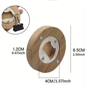 Personalized Eco-Friendly Wooden Bamboo Coaster Fridge Magnet Beer Bottle Opener Customizable Multi-Functional Kitchen Bar Gift