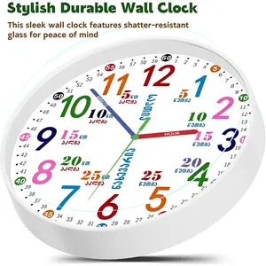 1 Piece Colored Large Numeral Plastic Frame Wall Clock, 8 Inch/ 12 Inch, Silent Movement Accurate Time, Lightweight Wear-resistant, Plastic Dust Cover, Christmas Holiday Gift for Living Room Bedroom Office