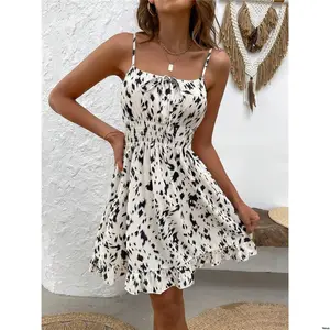 Dress Printed tiktok LUNE Women s Fashion Spaghetti Strap