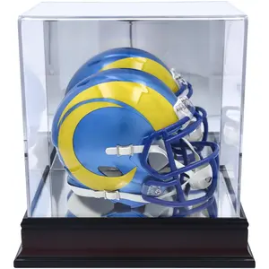 Antique Mahogany Mini Helmet Display Case with Mirror Back - NFL Memorabilia