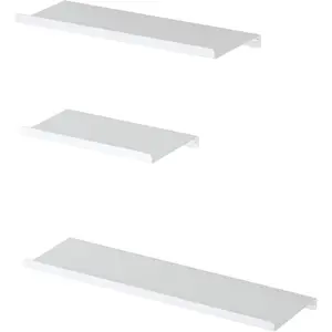 White Metal Wall Shelves, Floating Shelves Wall Mounted Set of 3 for Bedroom, Living Room, Bathroom, Kitchen, Matte White