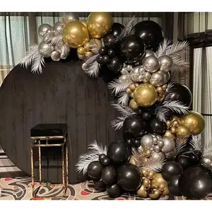 116Pcs Black Gold Silver Chrome Balloon Garland Arch Kit For Gatsby Roaring 20S Birthday, New Year, Bachelorette, Graduation, Retirement Party Decorations