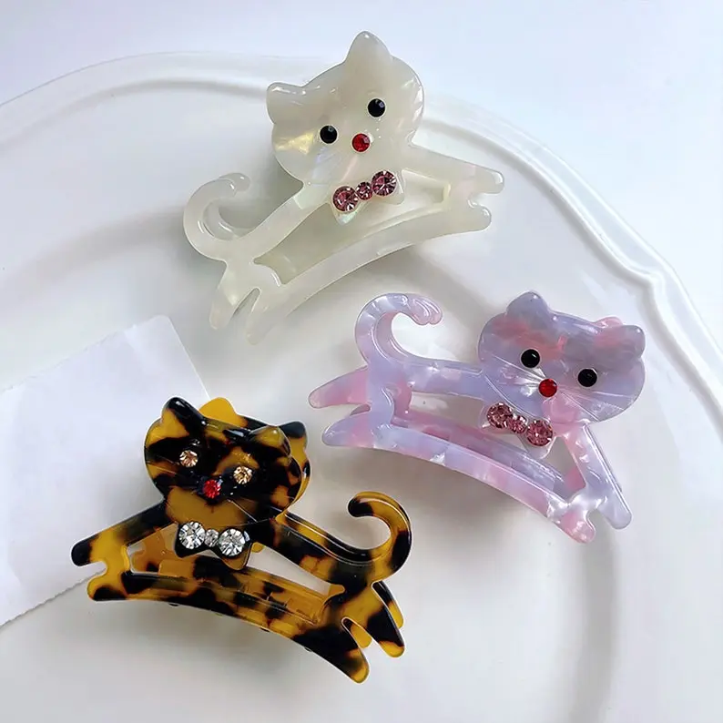 Cute Cat Hair Claw, Small Hair Clips, Acetate Cute Cat Hair Clip