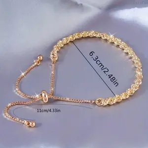 Women Stylish Rope Knot Copper Bracelet Elegant Lady Wristband Trendy Durable Adjustable Hand Jewelry For Daily Commute Casual Everyday Wear