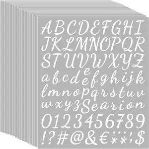 16 Sheets Vinyl Letters Numbers Kit,Self Adhesive Cursive Alphabet Letter Sticker, DIY Number Letter Decal Script Pantry Labels for Home,Office,Mailbox,Door,Grad Cap (White,1 Inch)