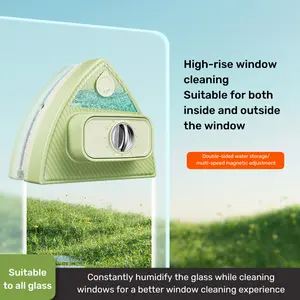 Double Sided Magnetic Anti-Pinch Window Cleaner Glass Wiper, Outside Window Cleaner, 6-Files Adjustable Cleaner for High-Rise Windows Thickness 3-30 mm