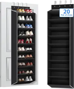 10 Tiers Large Size Over the Door Shoe Organizer Storage, Hanging Shoe Rack for Door with Deep Pockets, Fit 20 Pairs Shoe Organizer Holder for Sneakers and Boots (Black)