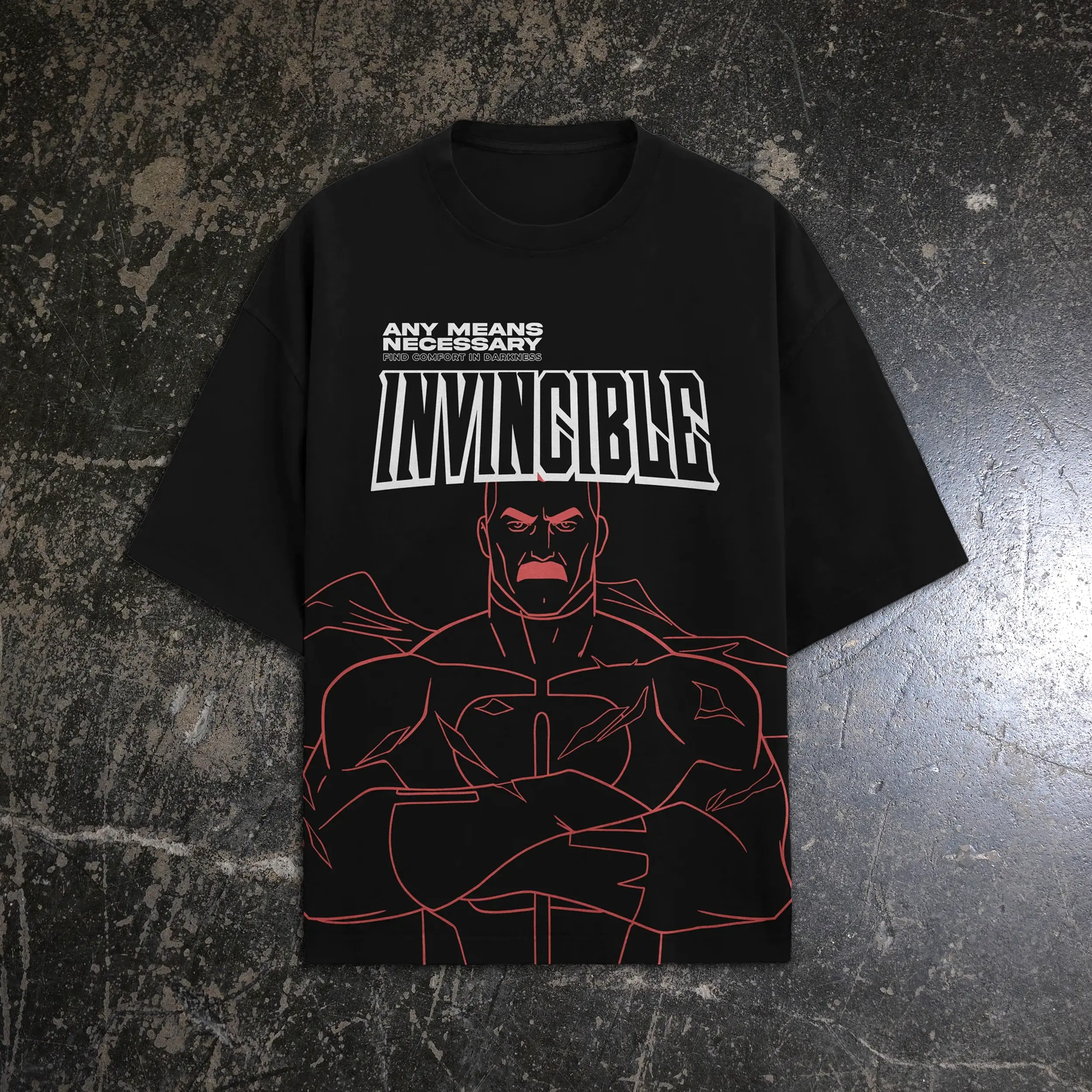 Men's Casual T-Shirt with Omni-Man Invincible Series Line Art Graphic, Comic-Inspired Streetwear Tee, Tshirt