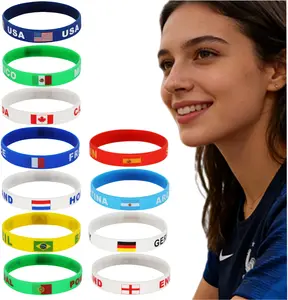 Flag Silicone Bracelet, Patriotic Rubber Wristband for Men Women, Sports Event Fan Bracelet, Party Patriotic Decor Supplies