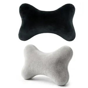 2Pcs Bone Shaped Neck Pillows, Assorted Plush Styles, Travel Head Rest Support Pillows for Car, Office, and Camping