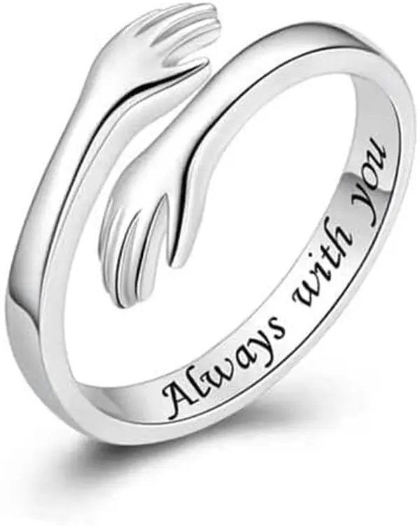 Hug Ring for Women Teen Girls, Adjustable Ring Jewelry Mothers Day Birthday Gifts for Daughters Mom Sister Wife Friends Grandma