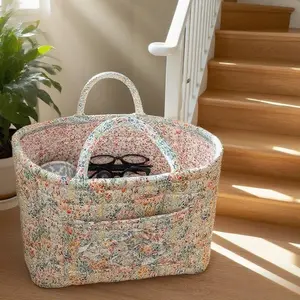 Fabric Storage Basket Organizer, Floral Pattern Basket, Multipurpose Basket, Home Decorative Bin for Living Room & Bedroom, Durable Multi-Purpose Container for Organizing Essentials