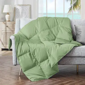 Soft Feather Down Throw Blanket Lightweight Packable Couch Throw for Indoor and Outdoor Use, Throw 50"X70", Sage Green