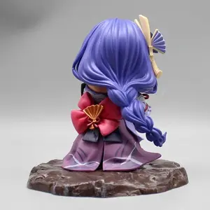 Anime Genshin Impact Raiden Figura Q Version Figure 14cm Raiden Shogun Figures Action Kawaii PVC Collection Decor Figurine Toys