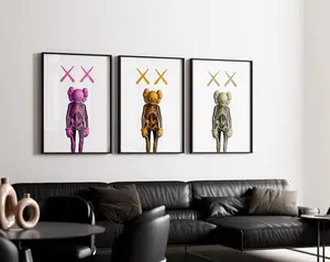 Kaws Skeleton Poster Set of 3, Hypebeast Decor, Kaws Figure, Kaws Wall Art, Gift For Her,Printable Minimalist Hypebeast