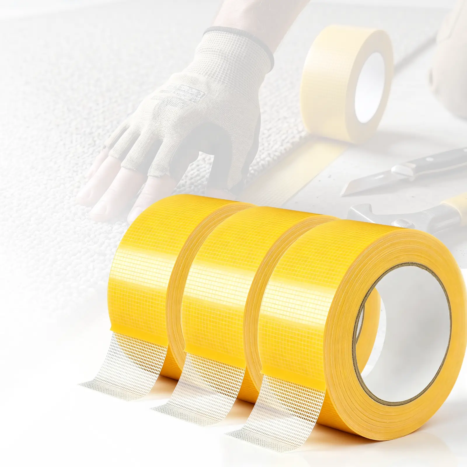 3PCS 20m Heavy-Duty Double-Sided Duct Tape, Strong Adhesive, Waterproof, Removable, No-Residue Tape Ideal for Carpet, Wallpaper and Home Use